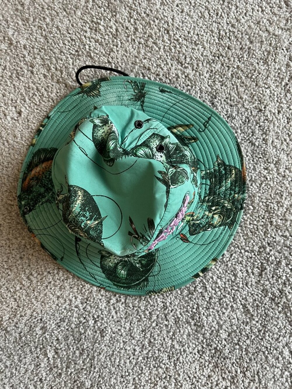 Psycho Tuna Wide Brim Bucket Hat Green Adjustable Strap